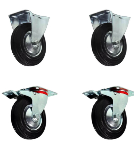Kit com 2 Rodízios Fixo 5 polegadas + 2 Rodízios Giratório com Trava 5 polegadas JST