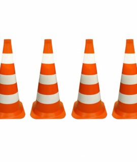 Kit Com 4 Cone De Sinalização - Altura De 50cm - Branco / Laranja
