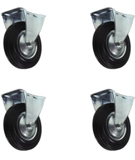Kit com 4 Rodízio de Borracha Fixo 125mm 5 Polegadas JST
