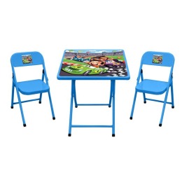 Conjunto Dobrável Fantasia Carros - Mesa Com 2 Cadeiras - Azul - 10.401.06.207 - Açomix