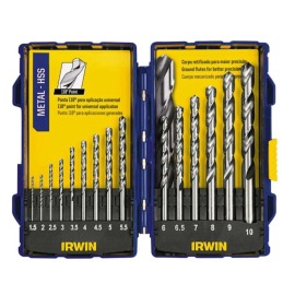 Jogo de Brocas HSS 1,5 a 10mm Com 15 Peças - 1865314 - Irwin