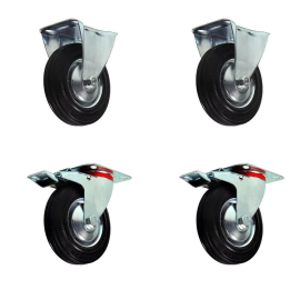 Kit com 2 Rodízios Fixo 5 polegadas + 2 Rodízios Giratório com Trava 5 polegadas JST