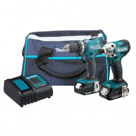Kit Parafusadeira/Furadeira de Impacto + Parafusadeira de Impacto - Com 2 Baterias + Carregador + Bolsa - DLX2336SYX - Makita