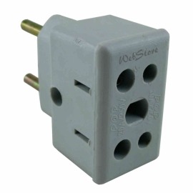 Plug - tomada - adaptador 3 para 2 pinos - fêmea (duplo)